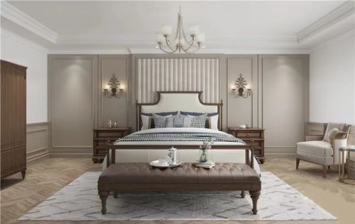 卧室装修效果图美式风格600平米别墅装修案例501-1000m²美式经典家装装修案例效果图