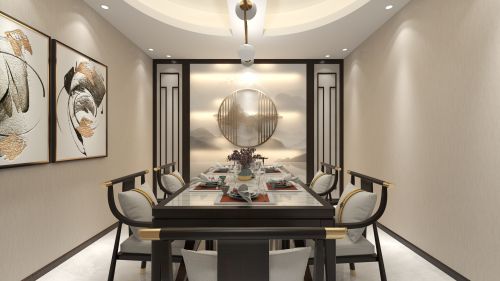厨房装修效果图中西合璧，每个空间都有不一样的61-80m²二居中式现代家装装修案例效果图