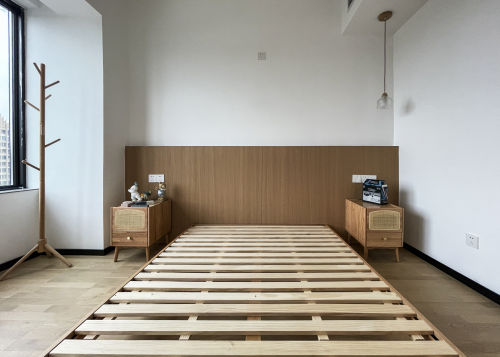 卧室装修效果图98平原木日系风格喜欢大通铺空81-100m²二居日式家装装修案例效果图