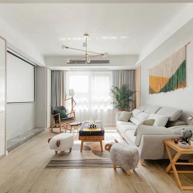 简约风格的客厅：大公寓的沙发、木地板、_1650419524_4677152