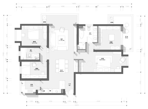 装修效果图159㎡住出豪宅感，是轻奢与美151-200m²四居及以上美式经典家装装修案例效果图