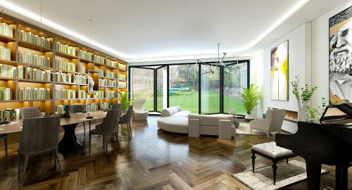 201-500m²别墅豪宅北欧极简装修图片客厅装修效果图别墅设计