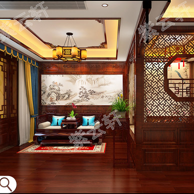 紫云轩豪宅中式装修卧室透露出自然美感_1652237732_4689553