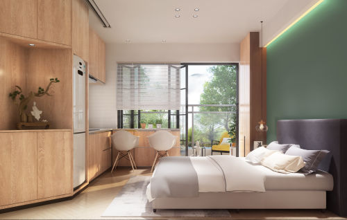 卧室装修效果图现代民宿61-80m²二居其他家装装修案例效果图