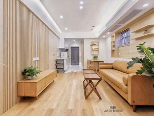 客厅装修效果图80m²旧房改造广州越秀富宏花61-80m²三居日式家装装修案例效果图