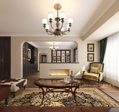 201-500m²四居及以上美式经典装修图片客厅装修效果图大艺术“家”锐格设计