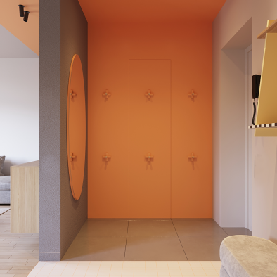 70平米！温馨橙色走廊的三口之家！