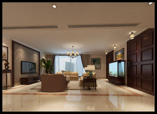 北京300平米大平层美式风格客厅美式经典家装装修案例效果图