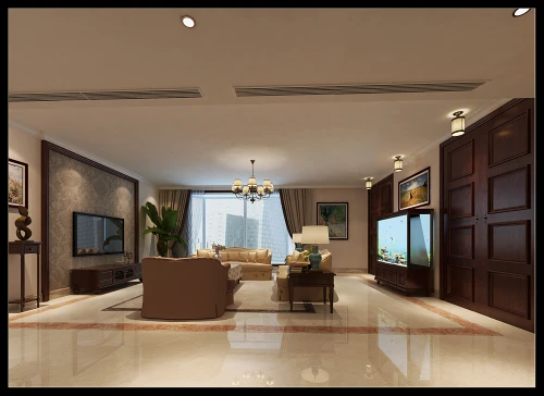 北京300平米大平层美式风格客厅