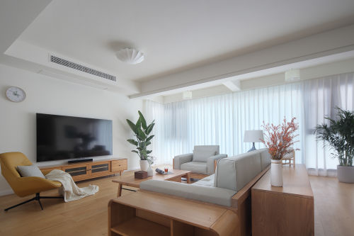 客厅装修效果图雅风101-120m²日式家装装修案例效果图