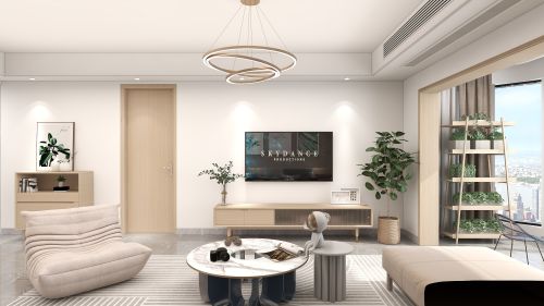 客厅装修效果图设计细节满满，简单温馨，空间极101-120m²二居北欧极简家装装修案例效果图