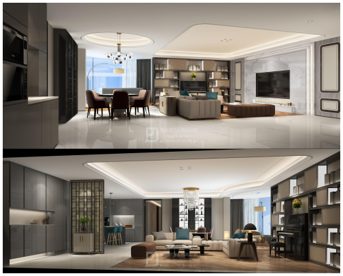 客厅装修效果图现代高级感轻奢风，美绝了的新家200m²以上其他混搭家装装修案例效果图
