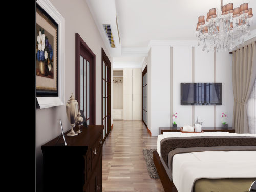 奥德紫荆城客厅中式现代家装装修案例效果图