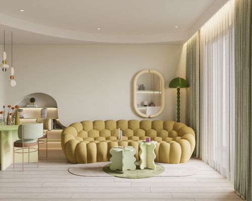一居北欧极简装修图片客厅装修效果图马卡龙设计丨设计感满满的家居空
