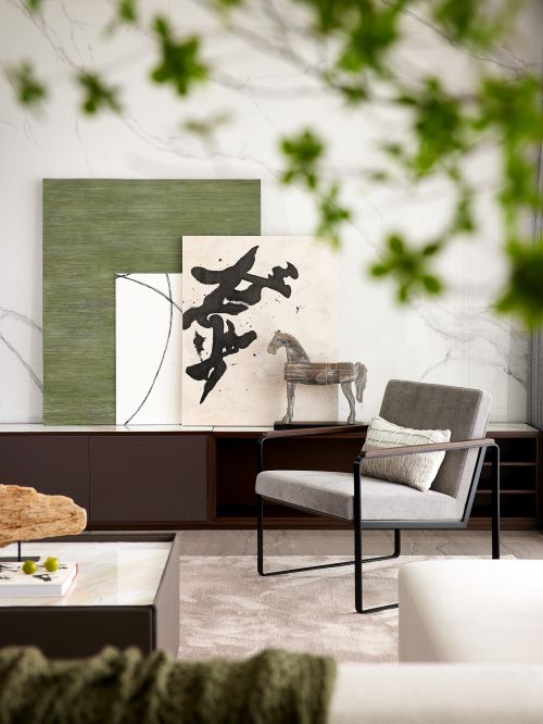 绿影斑驳，舒惬安然的至美空间客厅现代简约家装装修案例效果图