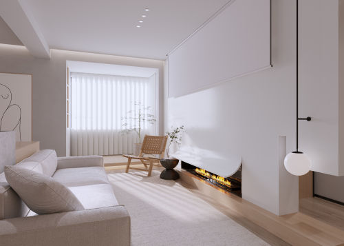 客厅装修效果图家装效果图分享121-150m²一居现代简约家装装修案例效果图