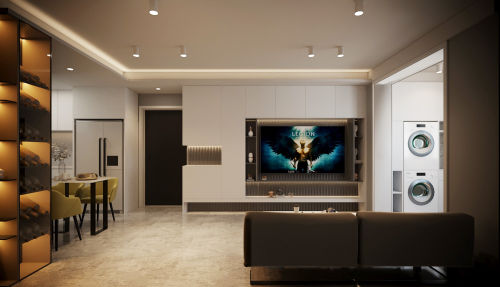 客厅装修效果图馨和雅苑61-80m²二居现代简约家装装修案例效果图