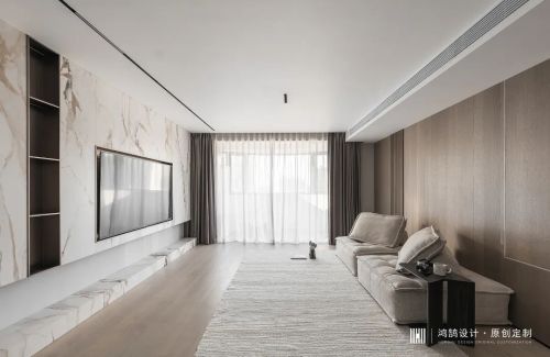 客厅装修效果图现代极简结合轻奢，打造一个时尚121-150m²三居北欧极简家装装修案例效果图