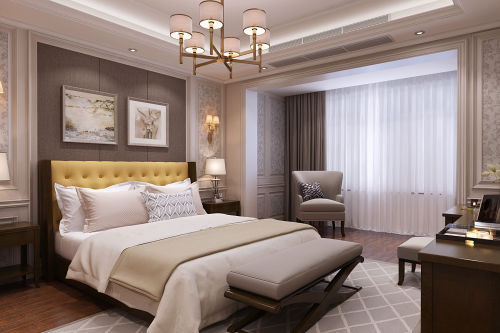 复式美式经典装修图片卧室装修效果图美式轻奢|和平上东复式案例