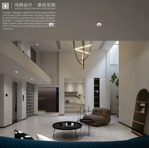 装修效果图600㎡空间里表达现代主义的优501-1000m²现代简约家装装修案例效果图