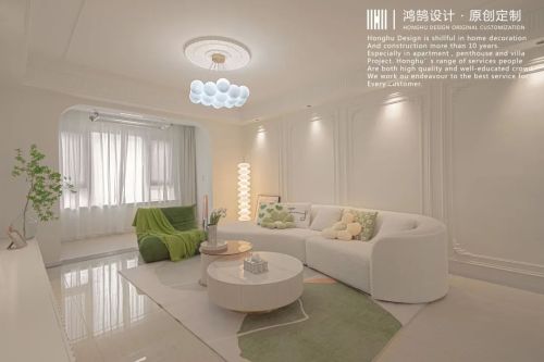 客厅装修效果图135㎡法式奶油浪漫满屋121-150m²三居其他家装装修案例效果图