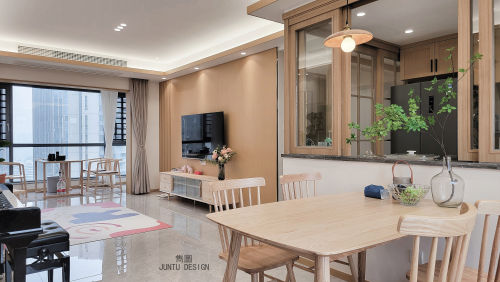 客厅装修效果图第二步：请为图片添加描述101-120m²日式家装装修案例效果图