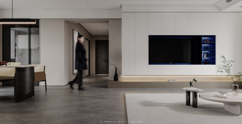 客厅装修效果图绘入纯净101-120m²二居现代简约家装装修案例效果图