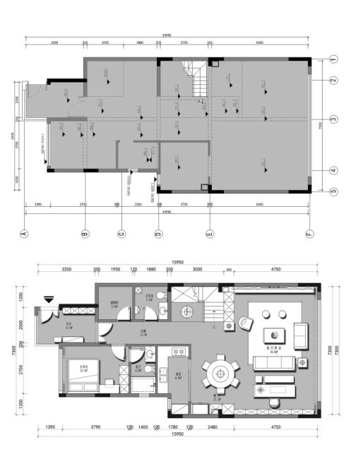 装修效果图第二步：请为图片添加描述201-500m²现代简约家装装修案例效果图