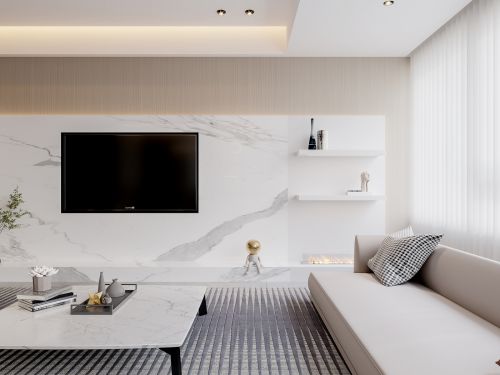 客厅装修效果图体验201-500m²四居及以上现代简约家装装修案例效果图
