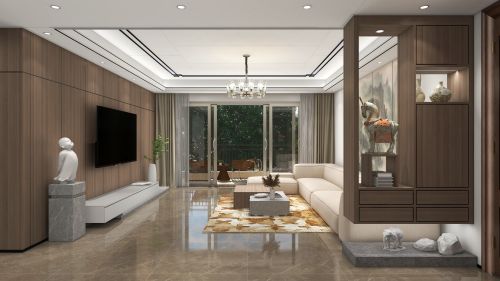 客厅装修效果图悟州西江府60m²以下新中式家装装修案例效果图