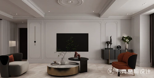 客厅装修效果图韦克丨优雅欧式，感受家的明快与