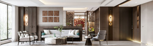 201-500m²四居及以上中式现代装修图片客厅装修效果图月影当轩满庭芳
