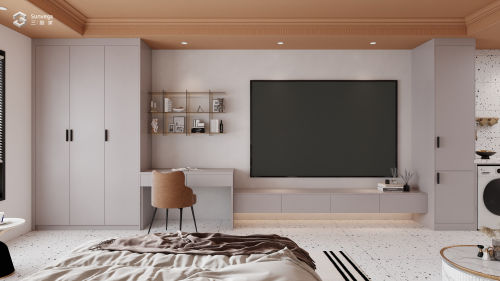 客厅装修效果图单身公寓61-80m²一居现代简约家装装修案例效果图