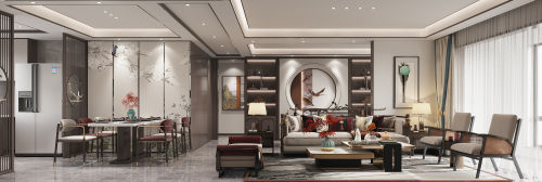 三居中式现代装修图片客厅装修效果图新中式《富力湾》